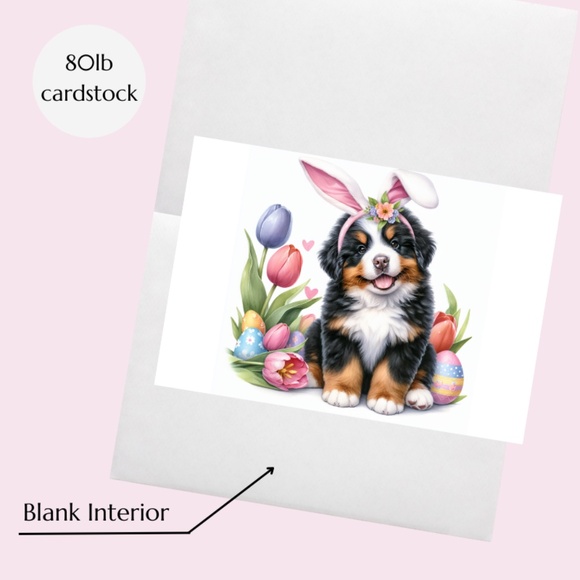 Bernese Mountain Dog Easter Cards, Blank Note Card Set - Picture 2 of 7